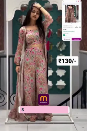 Elegance Aura Women’s Shrug Pair Set with Stylish Inner Top, Modern Layered Design for Casual & Party Wear