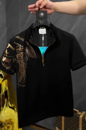 Men Black Solid Polo Polos